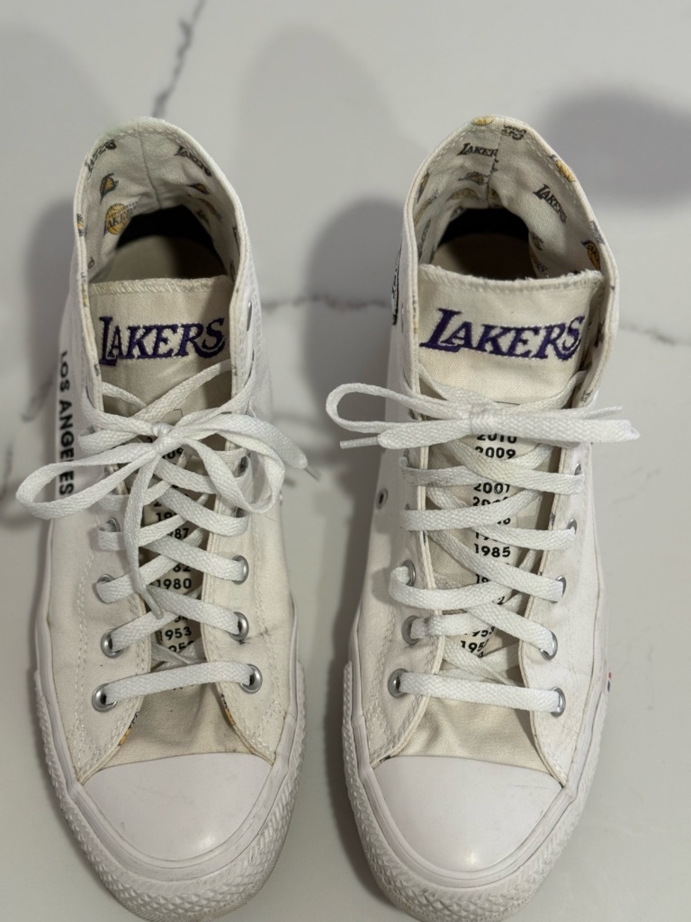 Converse NBA LA Lakers White Purple High-Top Sneakers very good condition. - Picture 3 of 16